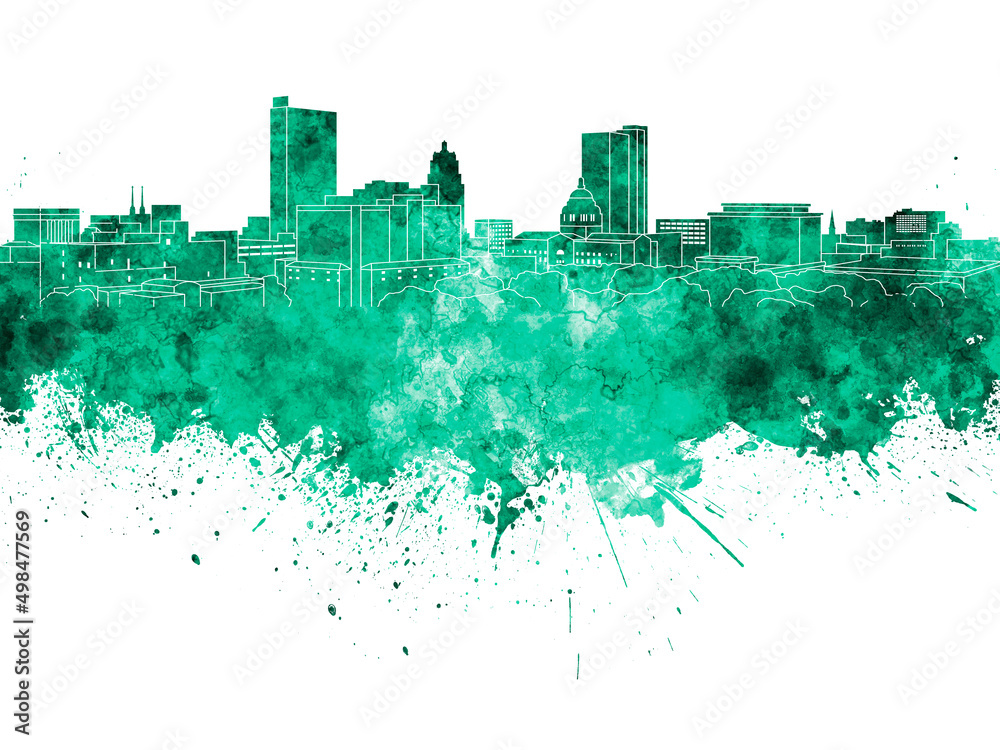 Fototapeta premium Fort Wayne skyline in watercolor background
