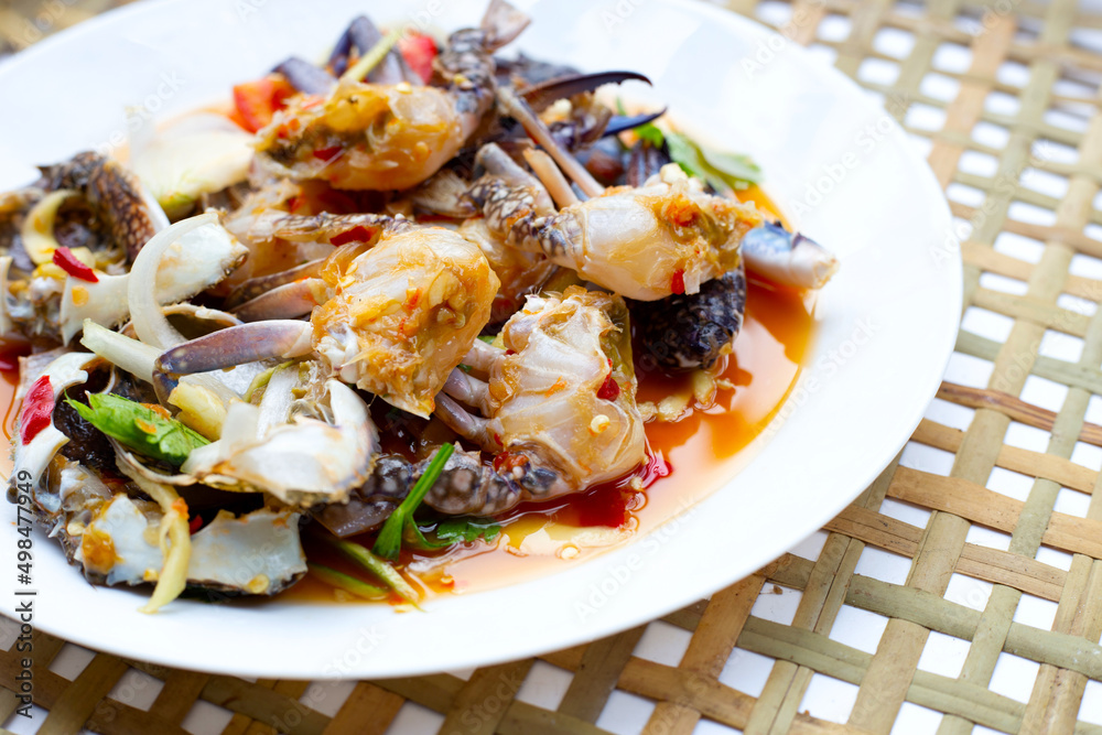 spicy green mango salad with blue crab spicy green mango salad with blue crab