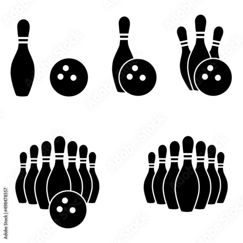 Bowling icons set