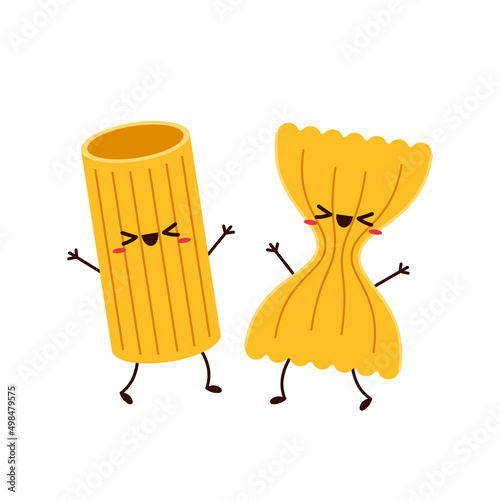 Pasta noodles character design. Pasta noodles on white background.