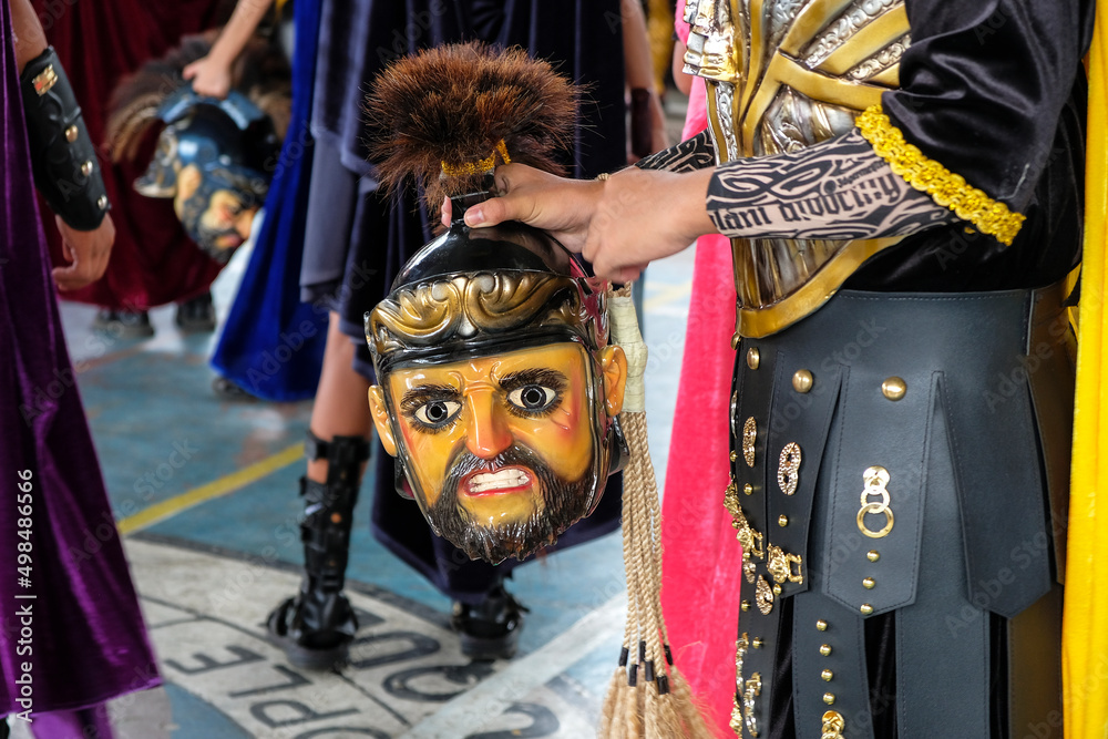 Boac, Philippines - April 2022: Participants of the Moriones Festival held during Holy Week in Boac on April 11, 2022 in Marinduque, Philippines.