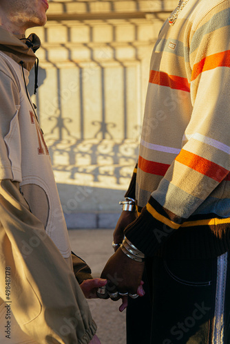 Black gay couple having fun in the sun.