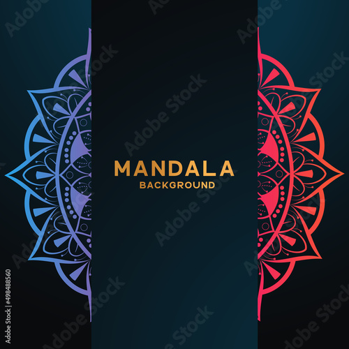 Luxury royal color mandala background with borders for invitation and wedding card