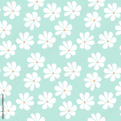 Cute repeat wildflower pattern,simple flower vector background, hand drawn floral surface pattern