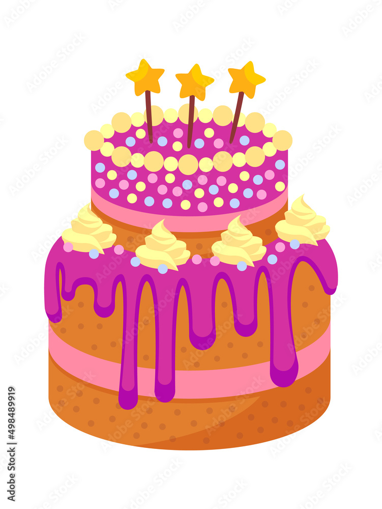 Birthday cake with candles. Vector illustration Birthday cake with candles. Vector illustration