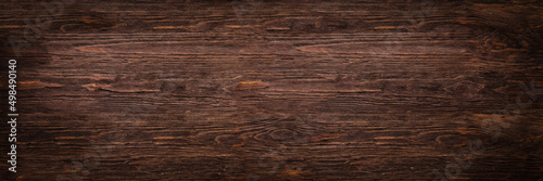 Rough rustic dark wood texture panoramic background