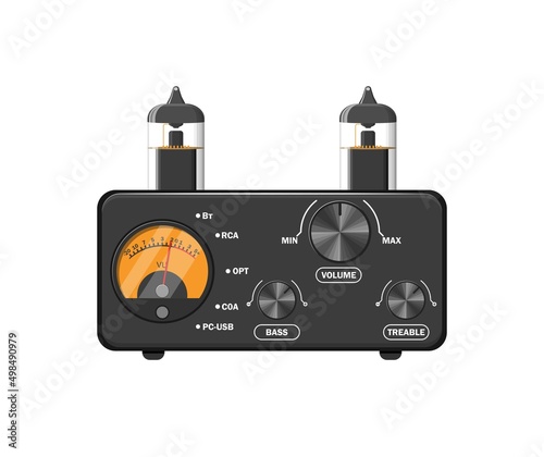 Modern tube amplifier, analog hi-fi sound.