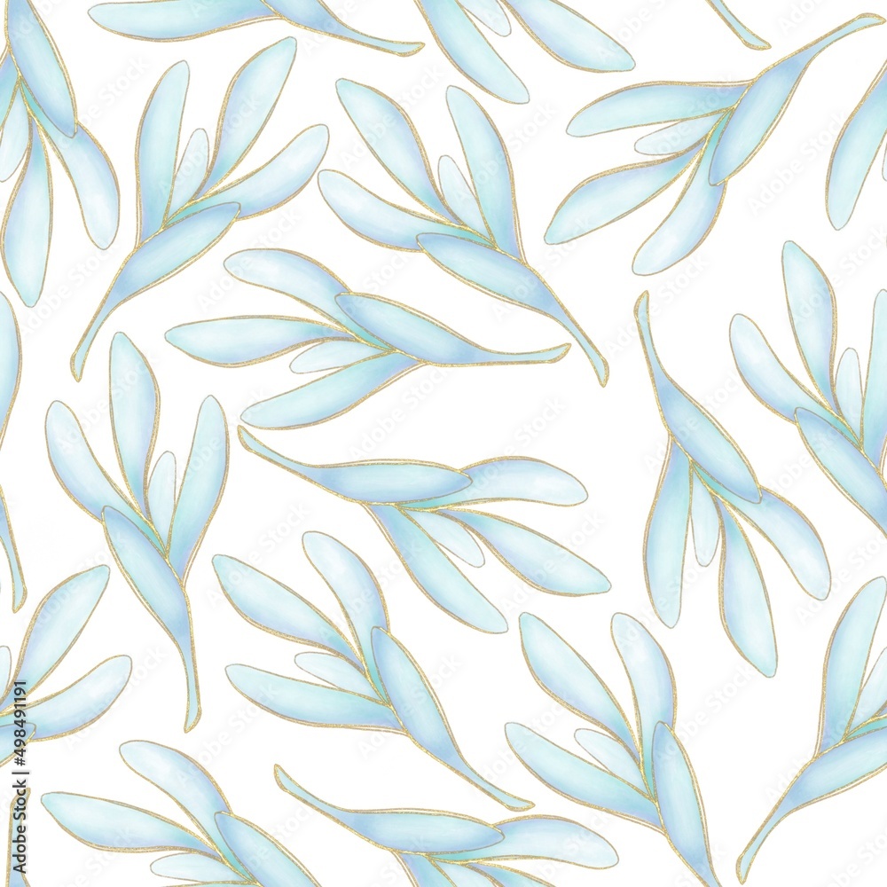 Plant patterns for printing on fabric and paper, decorative branches, leaves on a white background Plant patterns for printing on fabric and paper, decorative branches, leaves on a white background