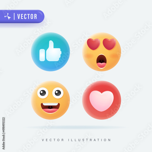 Emojis and emoticons face vector set. Emoticon of cute yellow faces with various expressions isolated in white background. Vector illustration. Set Icon Smile Emoji