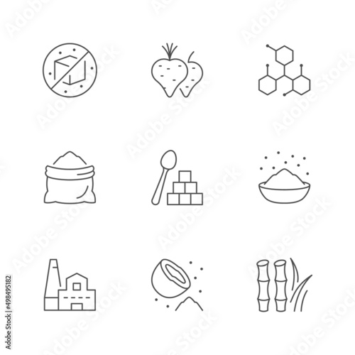 Set line icons of sugar