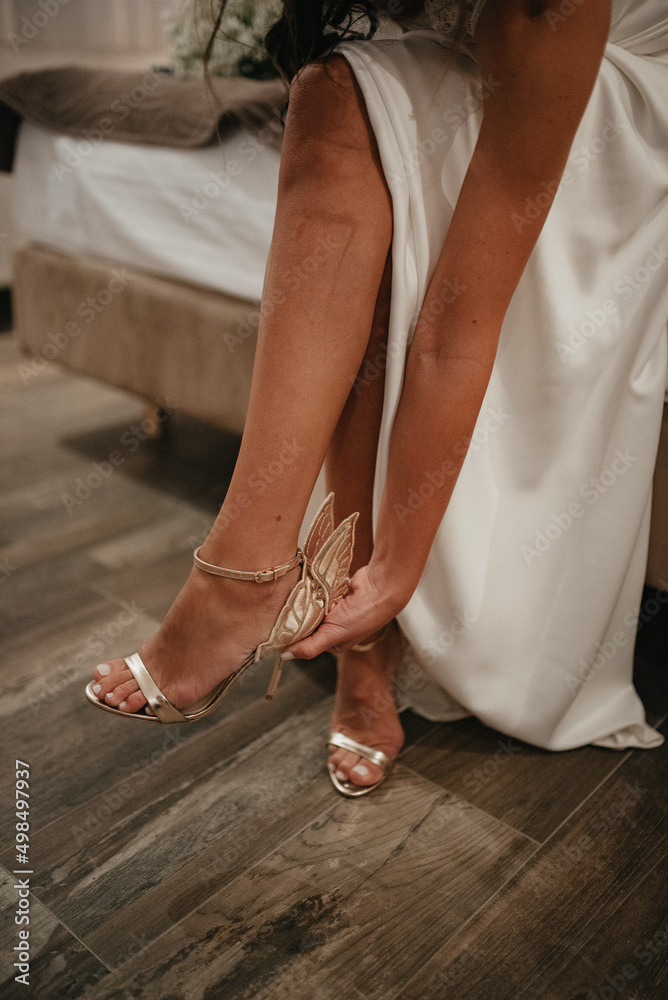 Beautiful high heel female shoes.  Wedding accessories.