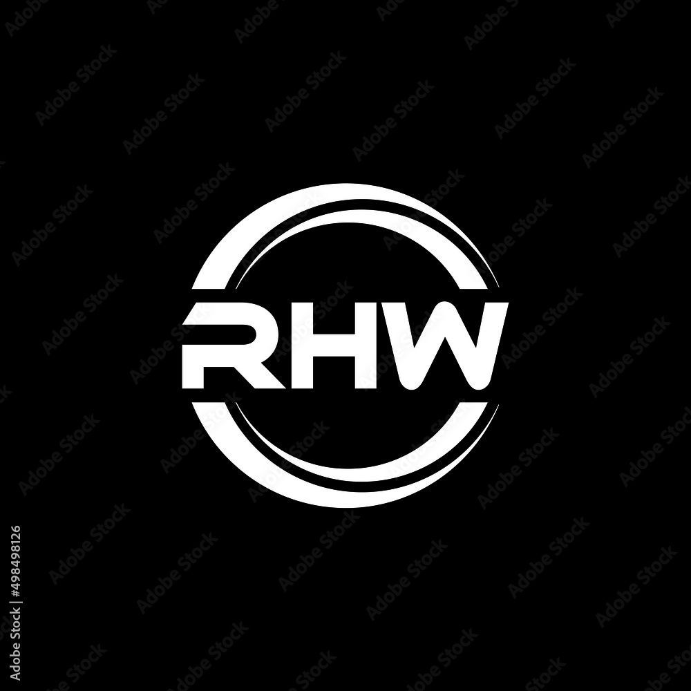 RHW letter logo design with black background in illustrator, vector logo modern alphabet font overlap style. calligraphy designs for logo, Poster, Invitation, etc.