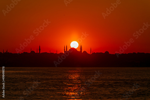 sunset over İstanbul city. amazing sunset landscape. panoramic view of İstanbul