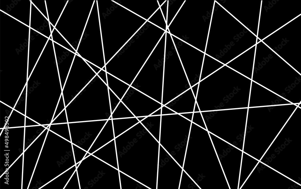 Pattern of random abstract geometric lines. Chaotic background. Black ...