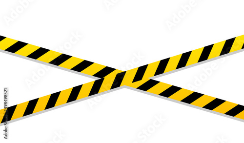 Danger tapes, signs of attention, caution and warning for safety and security on background. Yellow line warning tapes background with for construction, crime zone and police. Vector