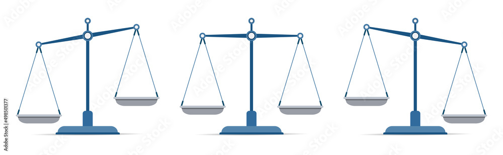 Scales icon in flat style. Libra symbol, balance sign. Vector design element for you project on white background Scales icon in flat style. Libra symbol, balance sign. Vector design element for you project on white background