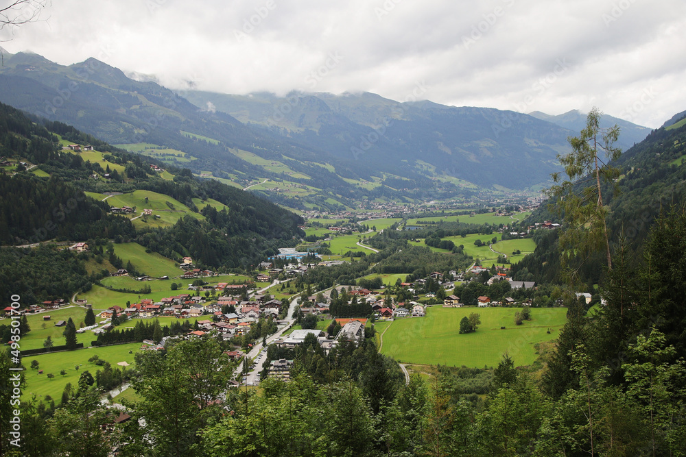 The panorama of Gastein valley from Bad Gastein, Austria	