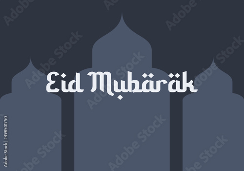 Flat modern Islamic holiday banner, suitable for Ramadan mubarak, Hari Raya, and Eid Mubarak. Typography eid mubarak with lantern, crescent moon, camel, and lantern. Eid mubarak vector illustration.