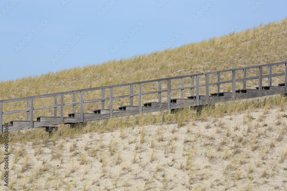 A wooden stairway in the dunes of Petten, the Netherlands, leading to a viewing point
A wooden stairway in the dunes of Petten, the Netherlands, leading to a viewing point