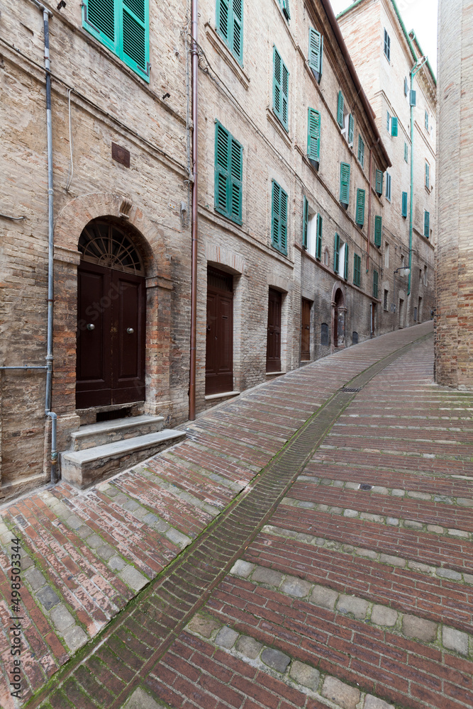 Houses on Street of Medieval Town in Italy