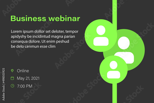 Business webinar vector template. Mock up for busines conference announcement