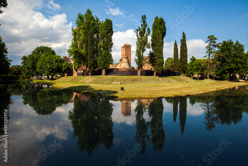 Ancient ruins of the Tempesta Fortress of Noale from 12th century in the center of Venetian Town