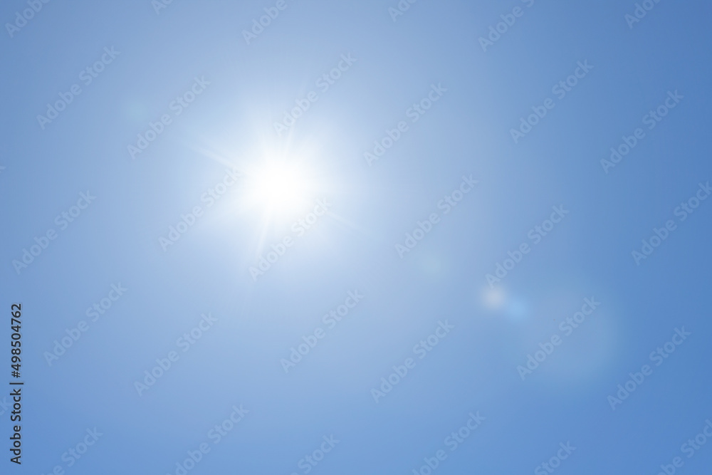 blue sky with sun light. Nature background of sky	