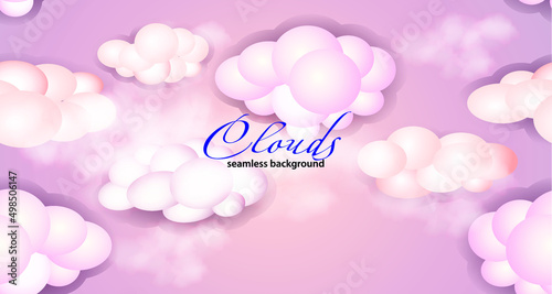 Seamless background with pink cartoon clouds
