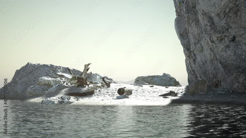 Private Beach Below Sandstone Cliffs in ocean Private Beach Below Sandstone Cliffs in ocean