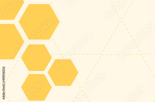Hexagon sign frame on honey background vector illustration. Abstract geometric wallpaper.