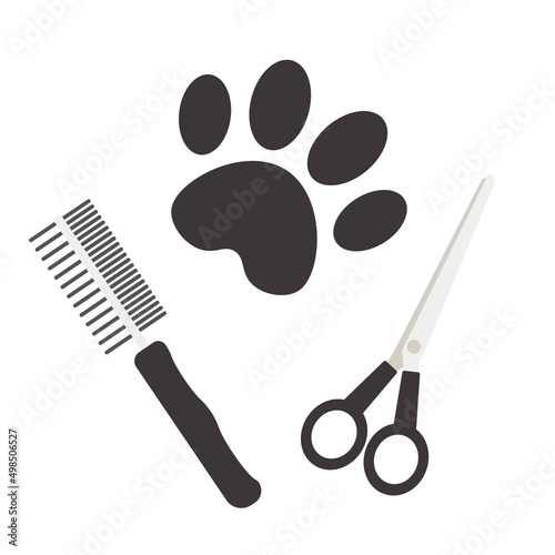 Pet grooming poster on white background