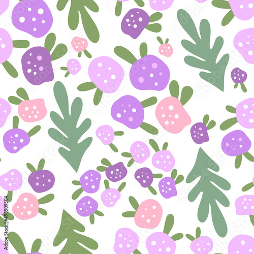 Seamless patterns in modern floral style on a white background. Blooming Flow...