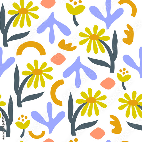 Floral seamless background for trendy prints. Seamless vector texture. Floral...