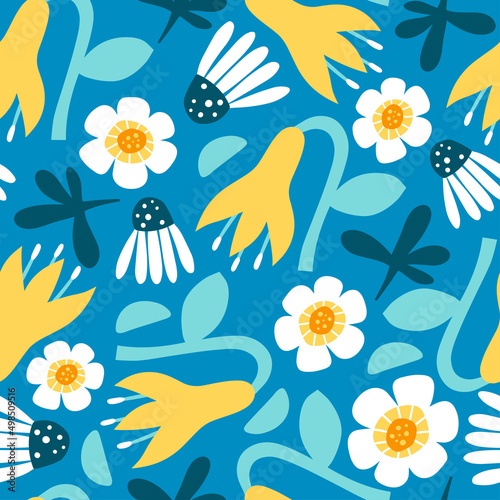 Bright floral seamless background for trendy prints. Seamless vector texture....