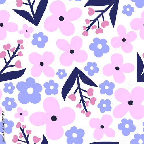 Botanical seamless pattern. Vector design for fashion, fabric and wallpaper. ...