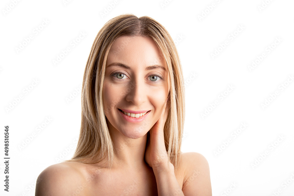 Beautiful woman shoulder cropped portrait with copy space. Beautiful woman shoulder cropped portrait with copy space.