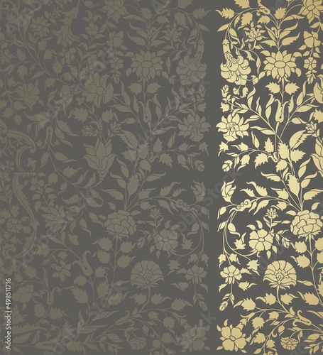wedding card design, traditional paisley floral pattern , royal India	