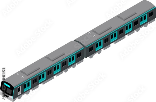 3Dアイソメトリックスタイルの地下鉄車両のイラスト.