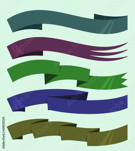 Set of heraldic flag banners fluttering in the wind. Vector illustration