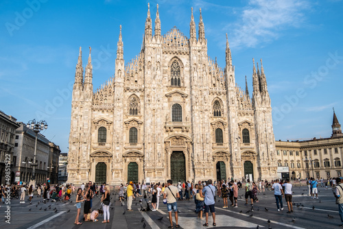 MILAN, ITALY - August 22, 2021: View of the famous Duomo in Milan, Italy