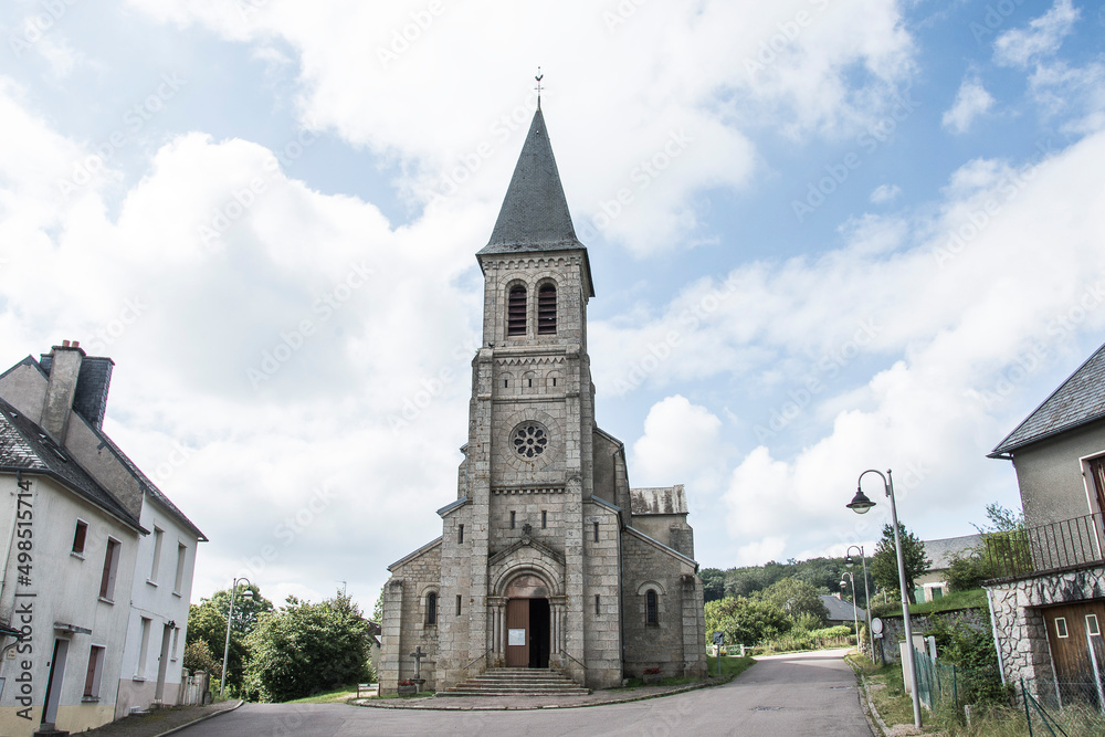 typical and tradional village church in the French village of Montsauche-les Setton in the region Morvan