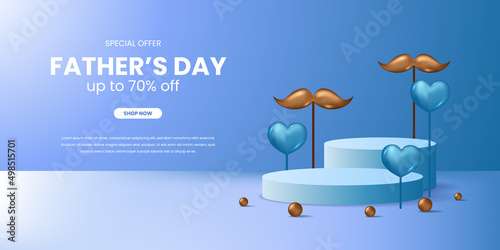Elegant masculine special promo sale happy father day with 3d cylinder pedestal podium stage product display