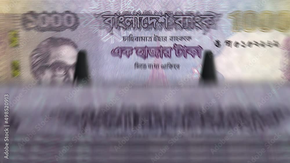 Bangladeshi Taka money counting machine with banknotes. Quick BDT ...