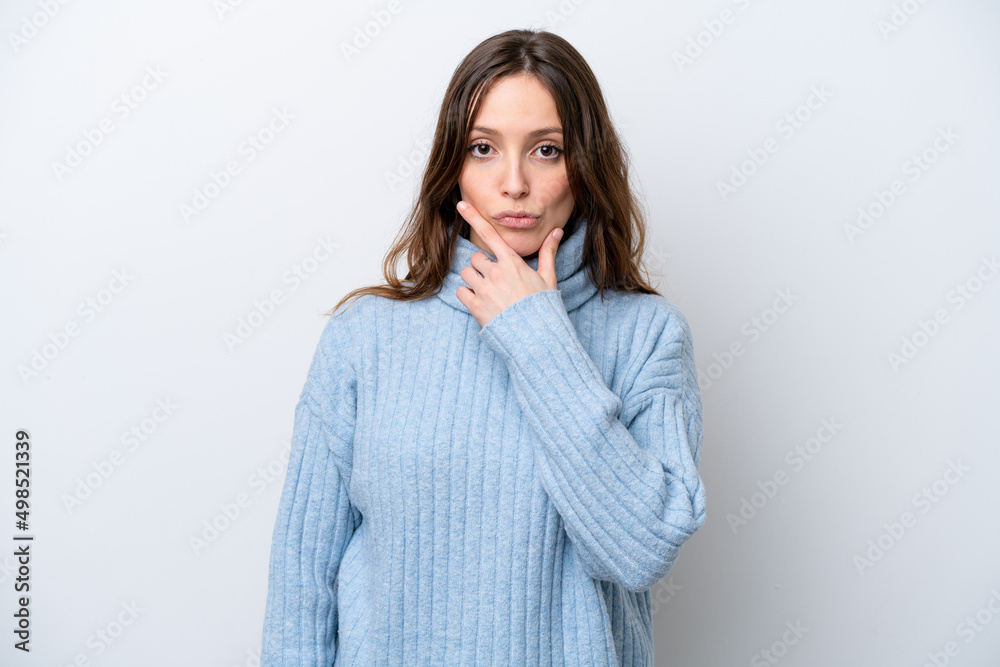 Young caucasian woman isolated on white background thinking Young caucasian woman isolated on white background thinking