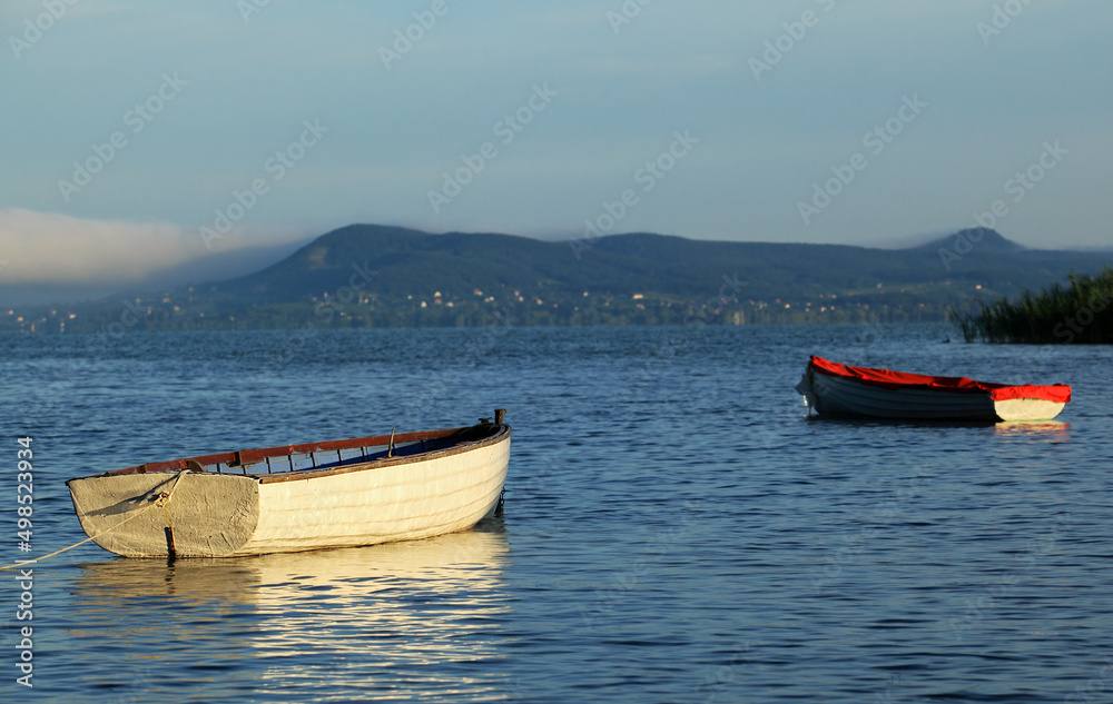 Two lonely sailing boats on Lake Balaton Two lonely sailing boats on Lake Balaton