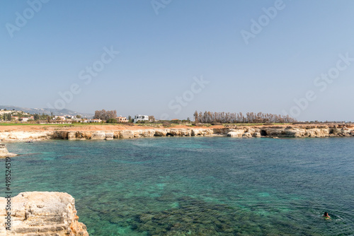 Fototapeta Naklejka Na Ścianę i Meble -  Landscape view on rocky coastline in Cyprus.