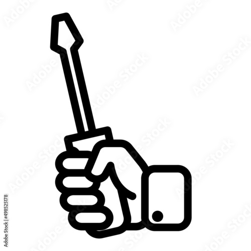 Screwdriver In Hand Flat Icon Isolated On White Background