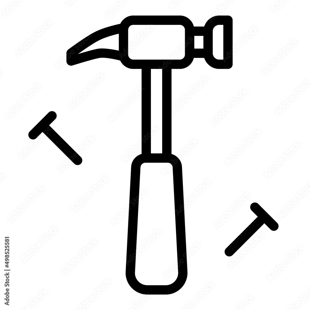 Hammer And Nails Flat Icon Isolated On White Background Hammer And Nails Flat Icon Isolated On White Background