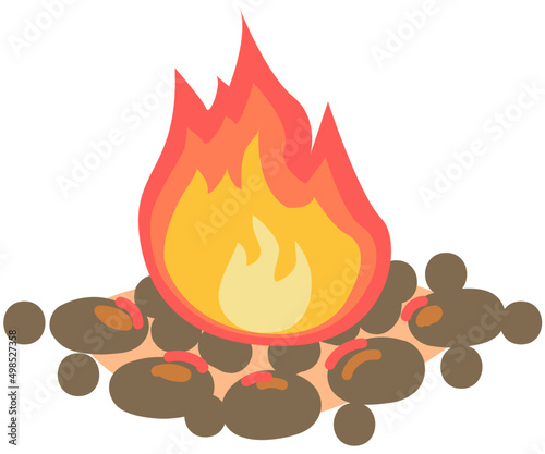 Vector illustration bonfire on stones and coals