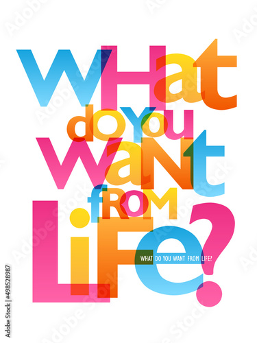 WHAT DO YOU WANT FROM LIFE? colorful vector inspirational slogan